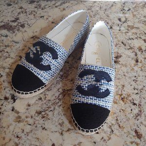 Blue white espadrilles